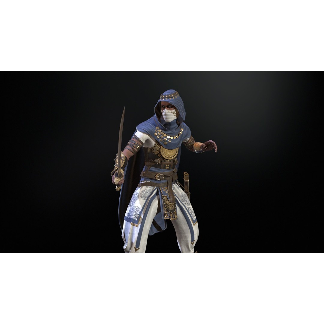 Desert Warrior 3D Model – Low Poly Character, Rigged, FBX - View 19