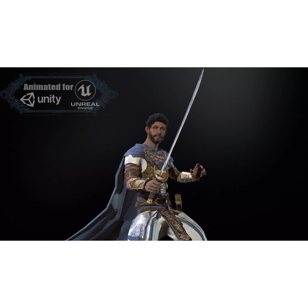 Desert Warrior 3D Model – Low Poly Character, Rigged, FBX - View 2