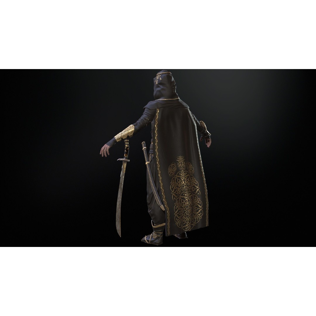 Desert Warrior 3D Model – Low Poly Character, Rigged, FBX - View 20