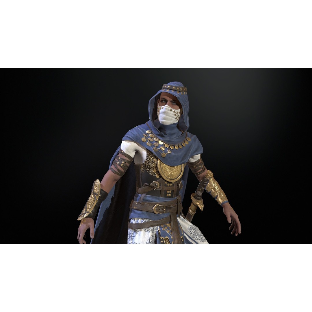 Desert Warrior 3D Model – Low Poly Character, Rigged, FBX - View 21