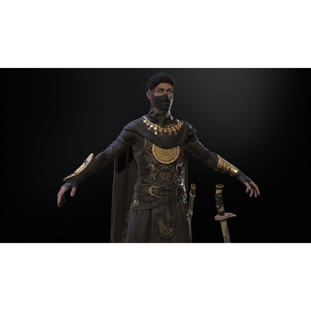 Desert Warrior 3D Model – Low Poly Character, Rigged, FBX - View 22