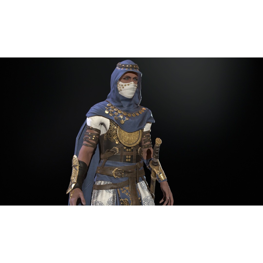 Desert Warrior 3D Model – Low Poly Character, Rigged, FBX - View 23