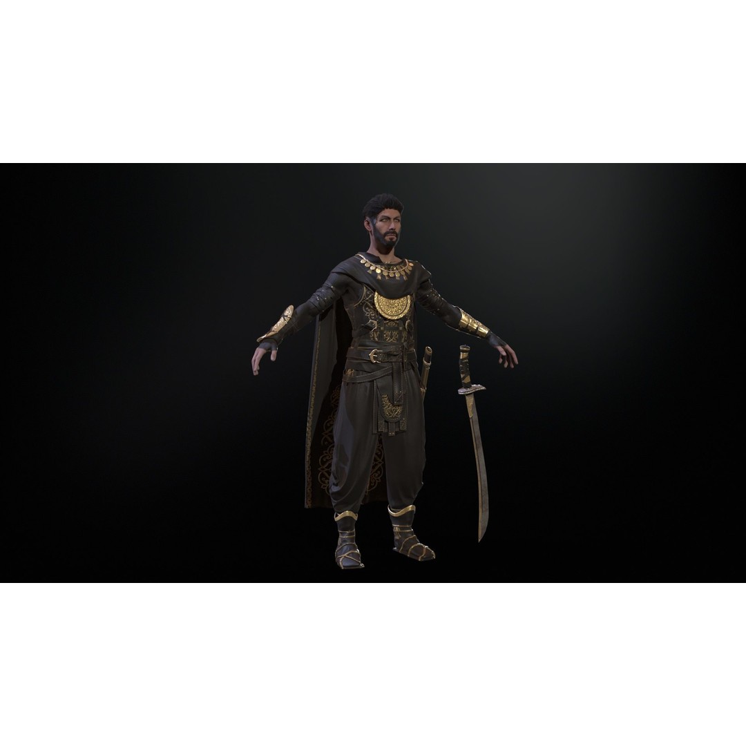 Desert Warrior 3D Model – Low Poly Character, Rigged, FBX - View 24