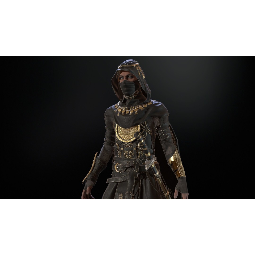 Desert Warrior 3D Model – Low Poly Character, Rigged, FBX - View 25
