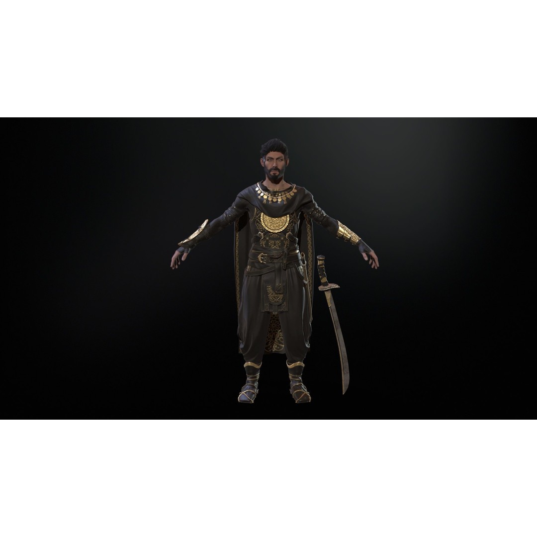 Desert Warrior 3D Model – Low Poly Character, Rigged, FBX - View 26