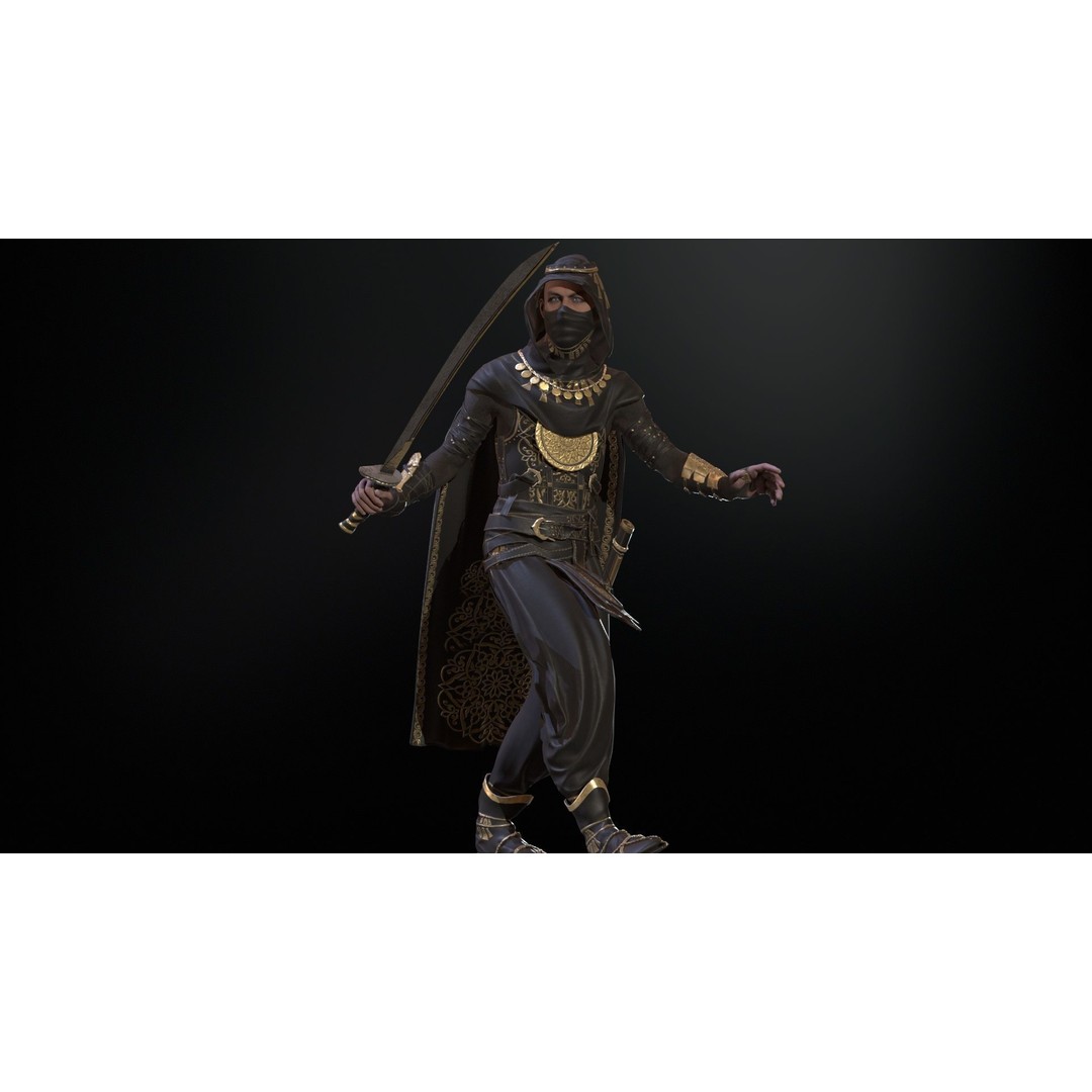 Desert Warrior 3D Model – Low Poly Character, Rigged, FBX - View 29