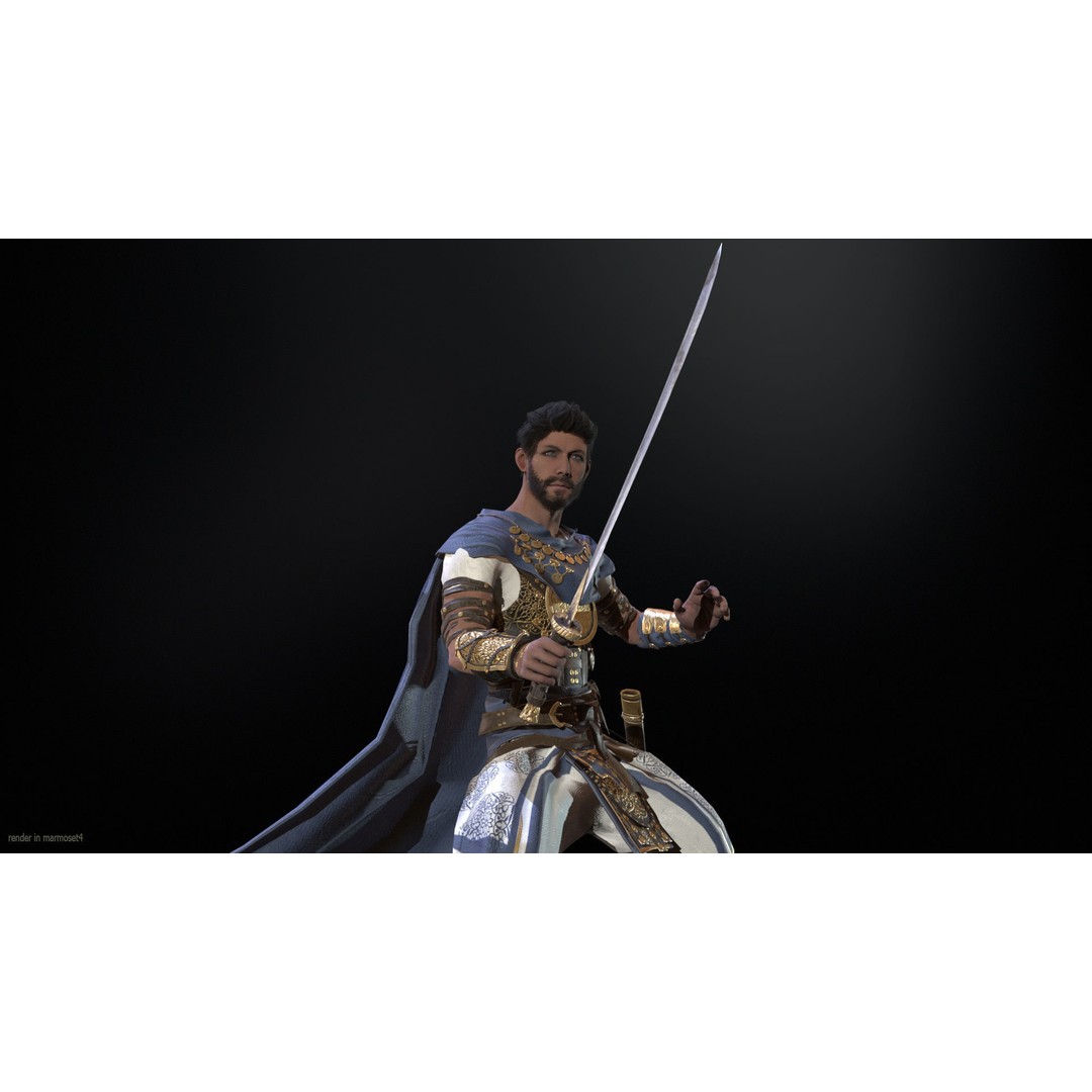 Desert Warrior 3D Model – Low Poly Character, Rigged, FBX - View 3