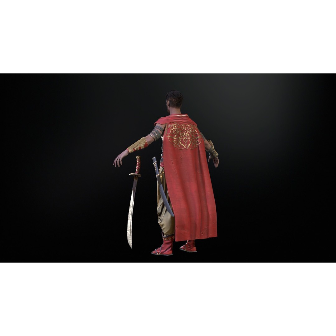 Desert Warrior 3D Model – Low Poly Character, Rigged, FBX - View 30