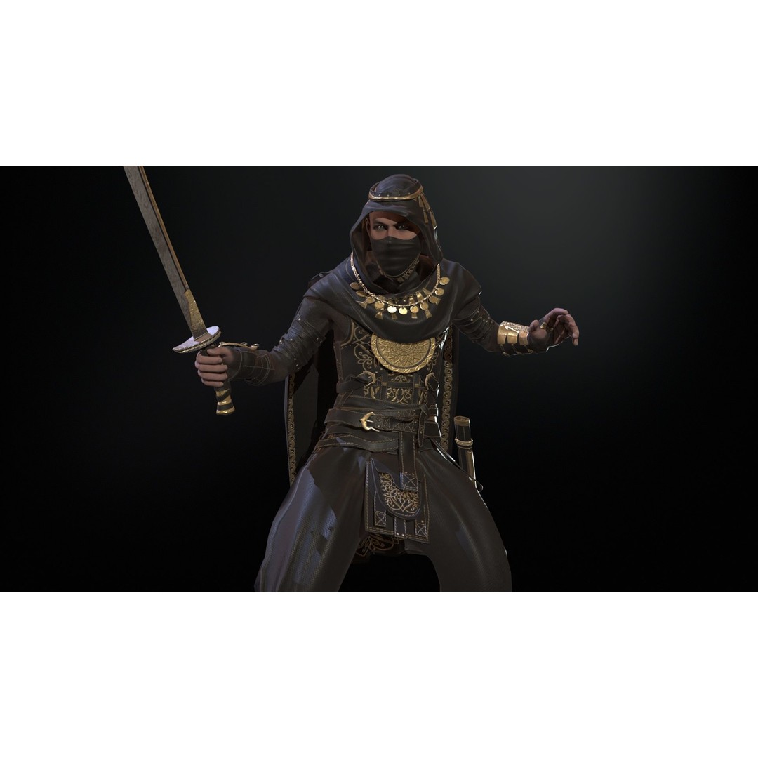 Desert Warrior 3D Model – Low Poly Character, Rigged, FBX - View 31