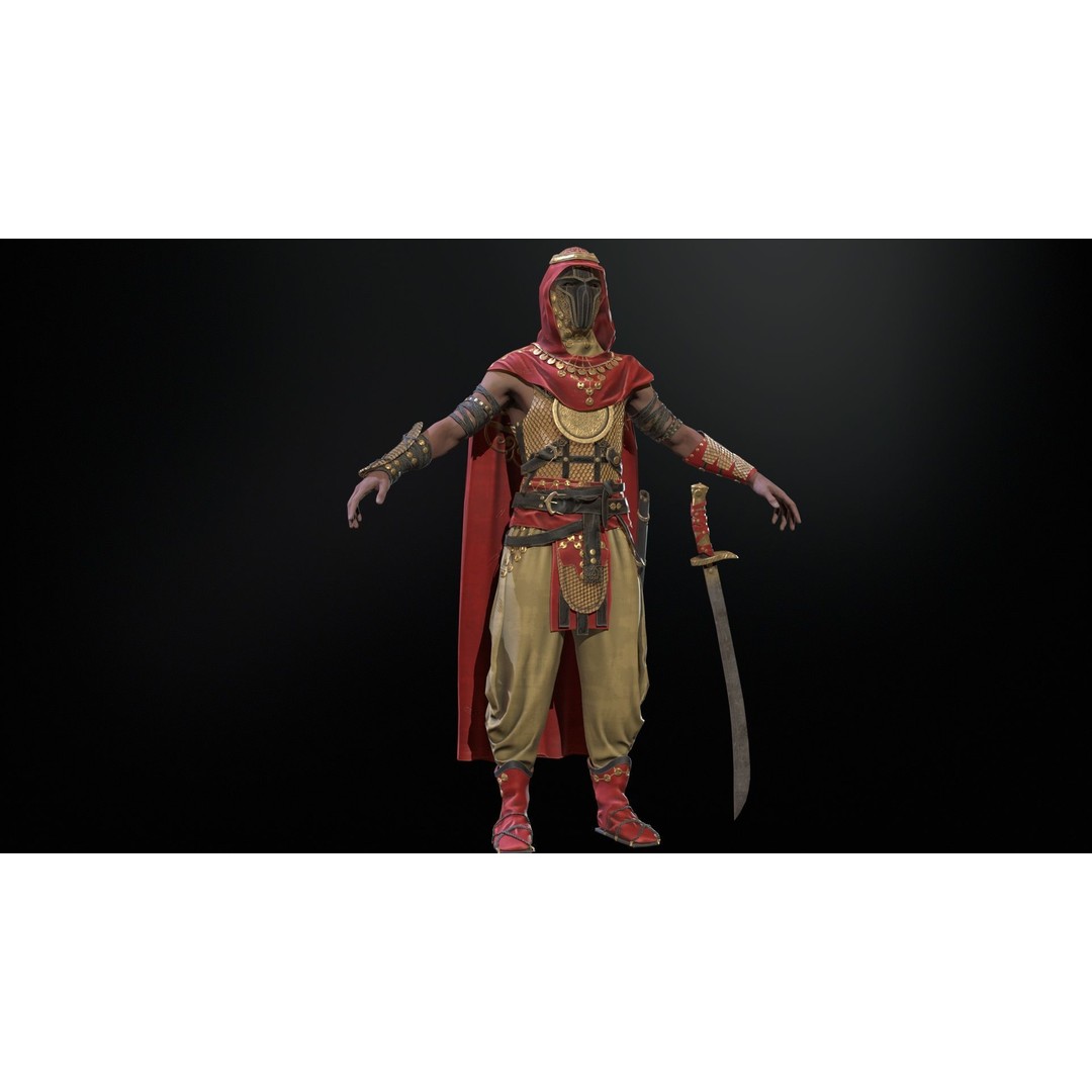 Desert Warrior 3D Model – Low Poly Character, Rigged, FBX - View 32