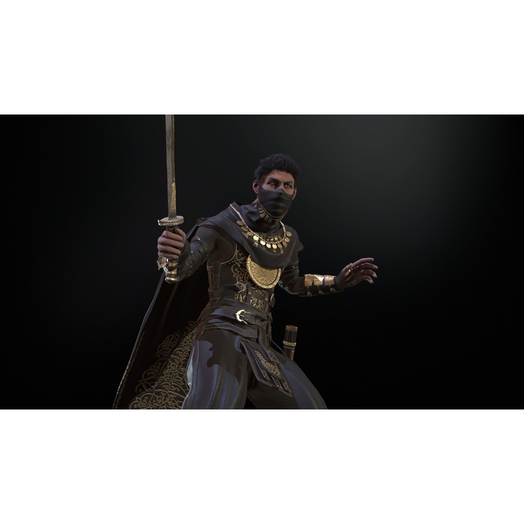 Desert Warrior 3D Model – Low Poly Character, Rigged, FBX - View 33