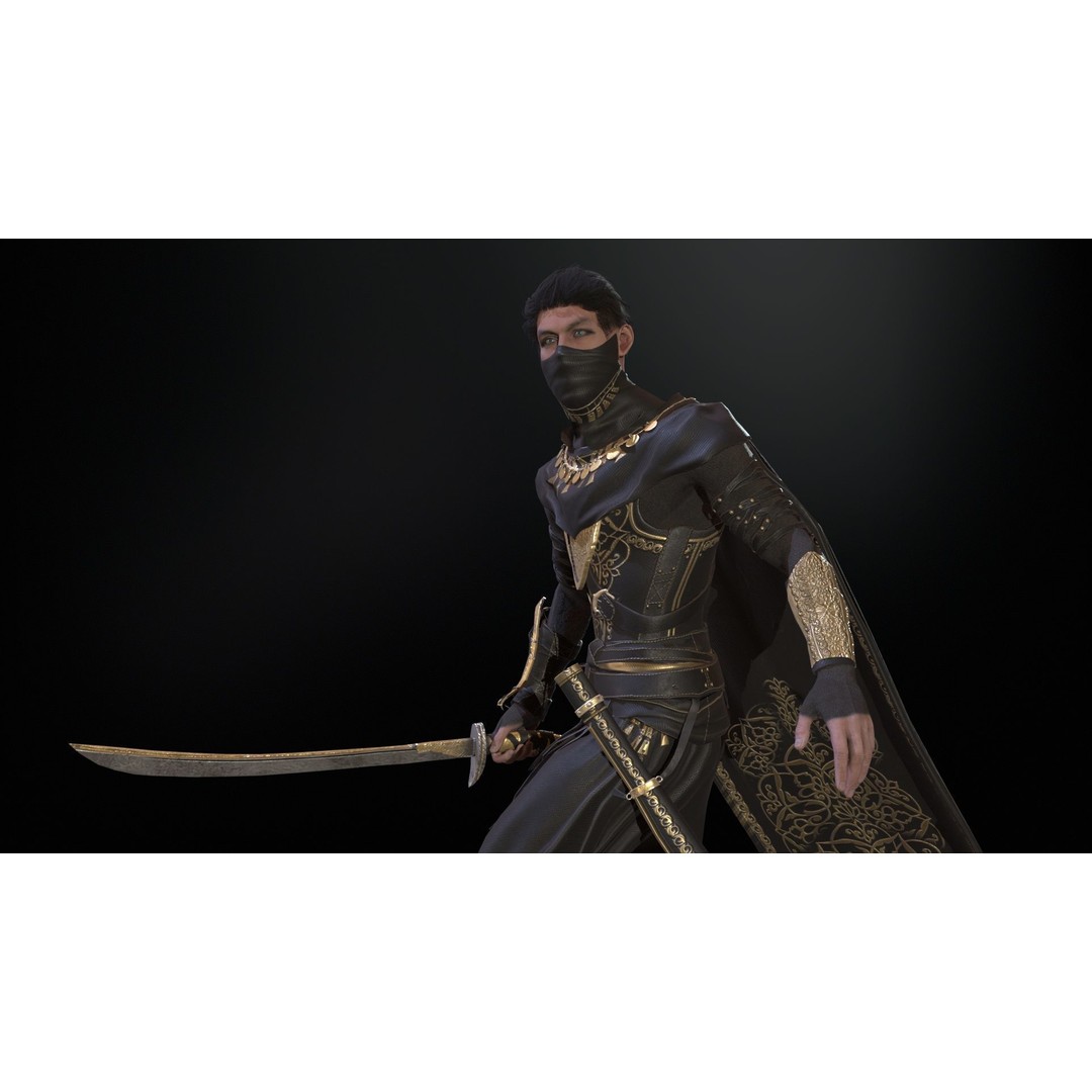 Desert Warrior 3D Model – Low Poly Character, Rigged, FBX - View 35