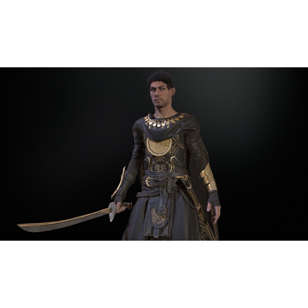 Desert Warrior 3D Model – Low Poly Character, Rigged, FBX - View 37