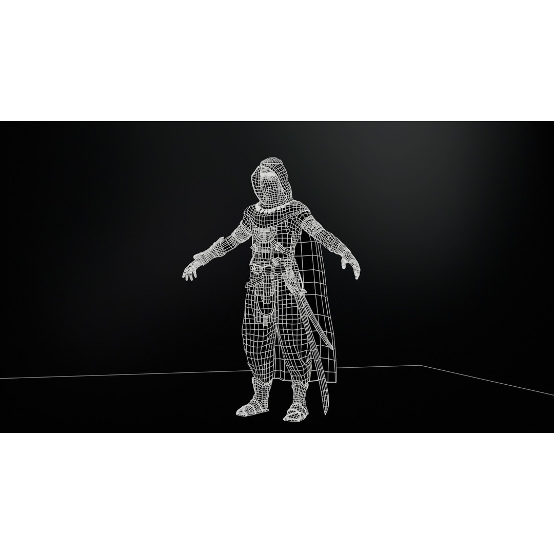 Desert Warrior 3D Model – Low Poly Character, Rigged, FBX - View 38