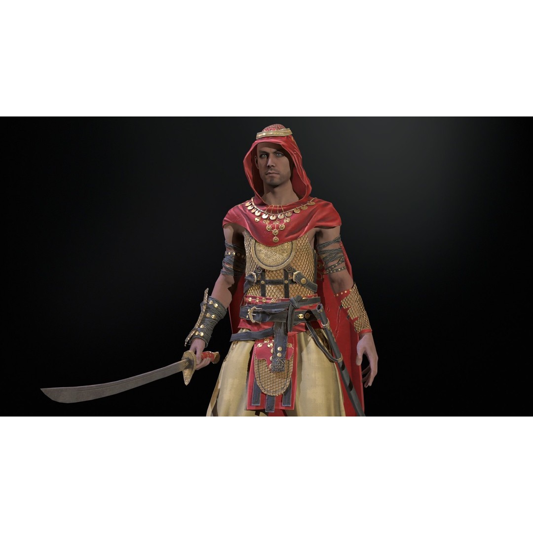 Desert Warrior 3D Model – Low Poly Character, Rigged, FBX - View 39