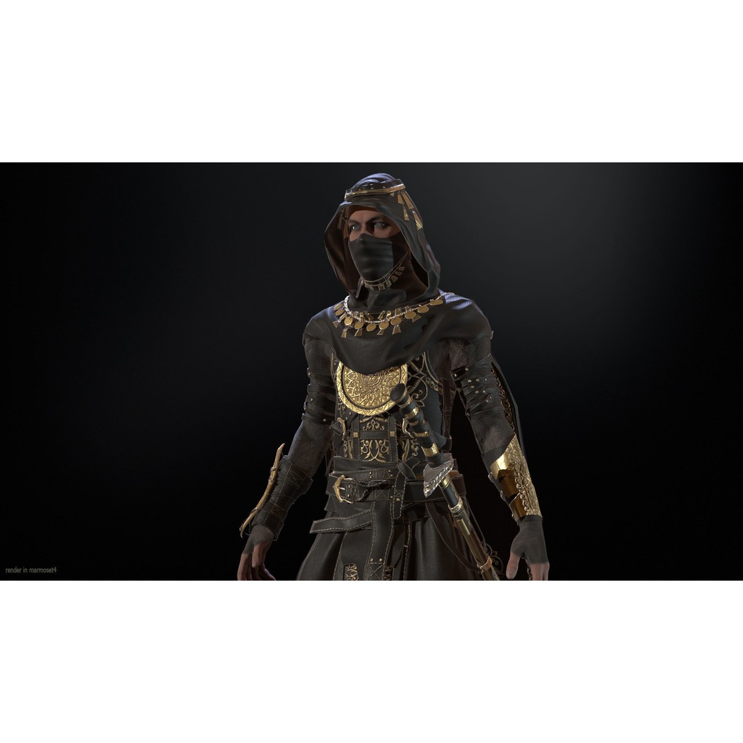 Desert Warrior 3D Model – Low Poly Character, Rigged, FBX - View 4