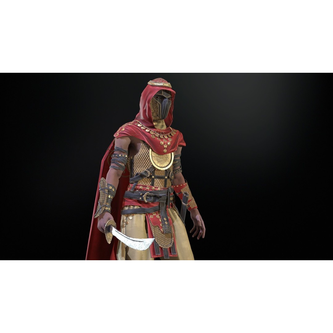 Desert Warrior 3D Model – Low Poly Character, Rigged, FBX - View 40
