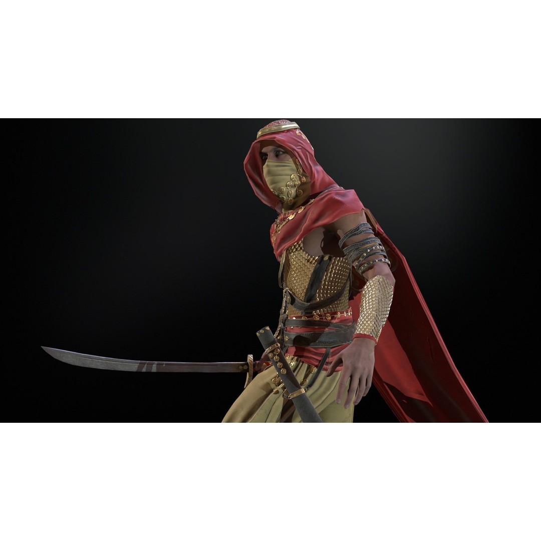 Desert Warrior 3D Model – Low Poly Character, Rigged, FBX - View 41