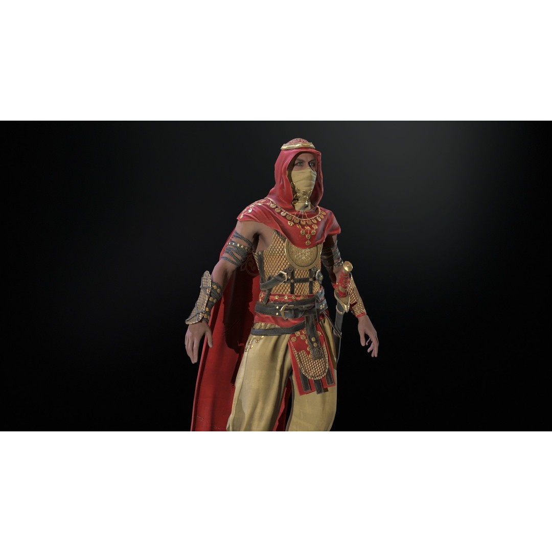 Desert Warrior 3D Model – Low Poly Character, Rigged, FBX - View 42