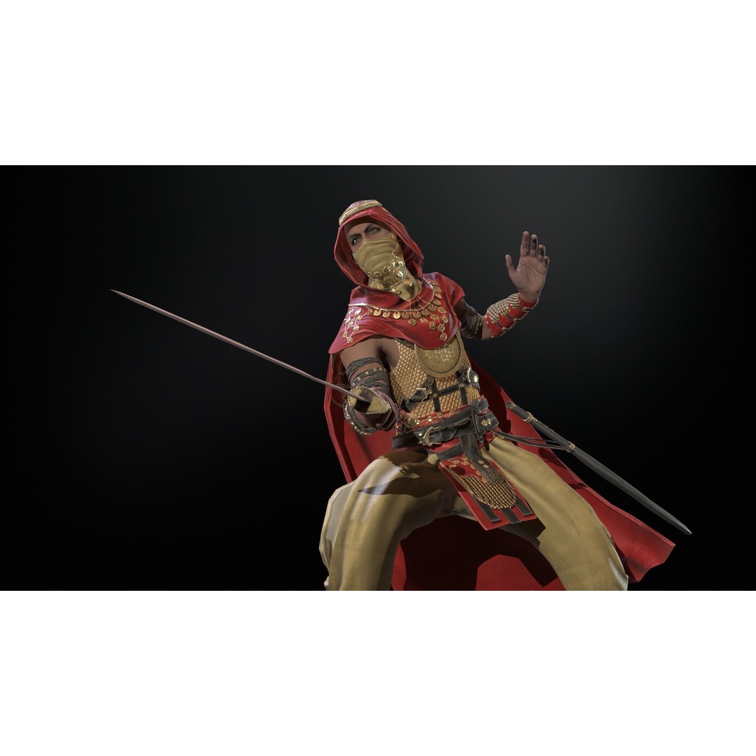 Desert Warrior 3D Model – Low Poly Character, Rigged, FBX - View 44