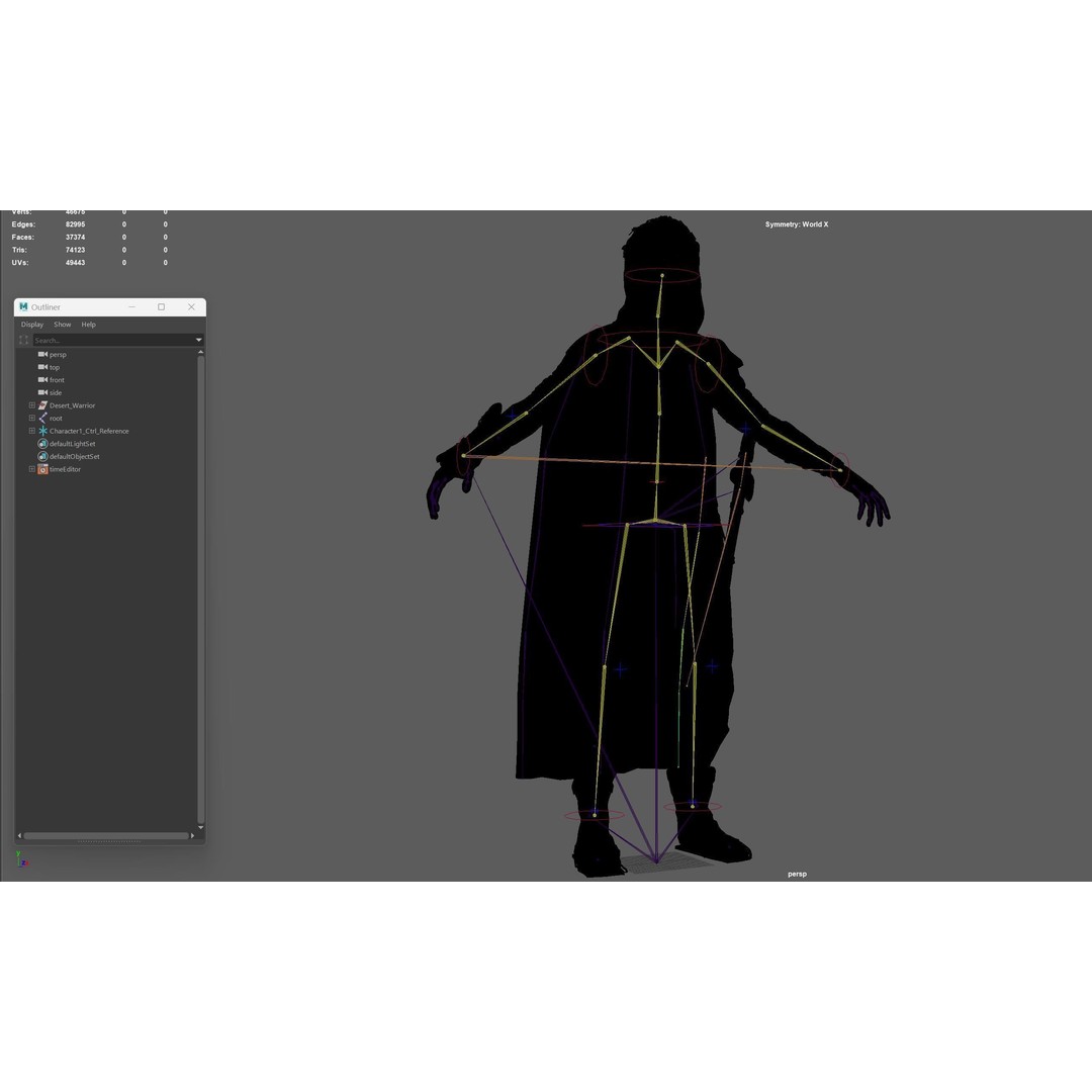 Desert Warrior 3D Model – Low Poly Character, Rigged, FBX - View 52