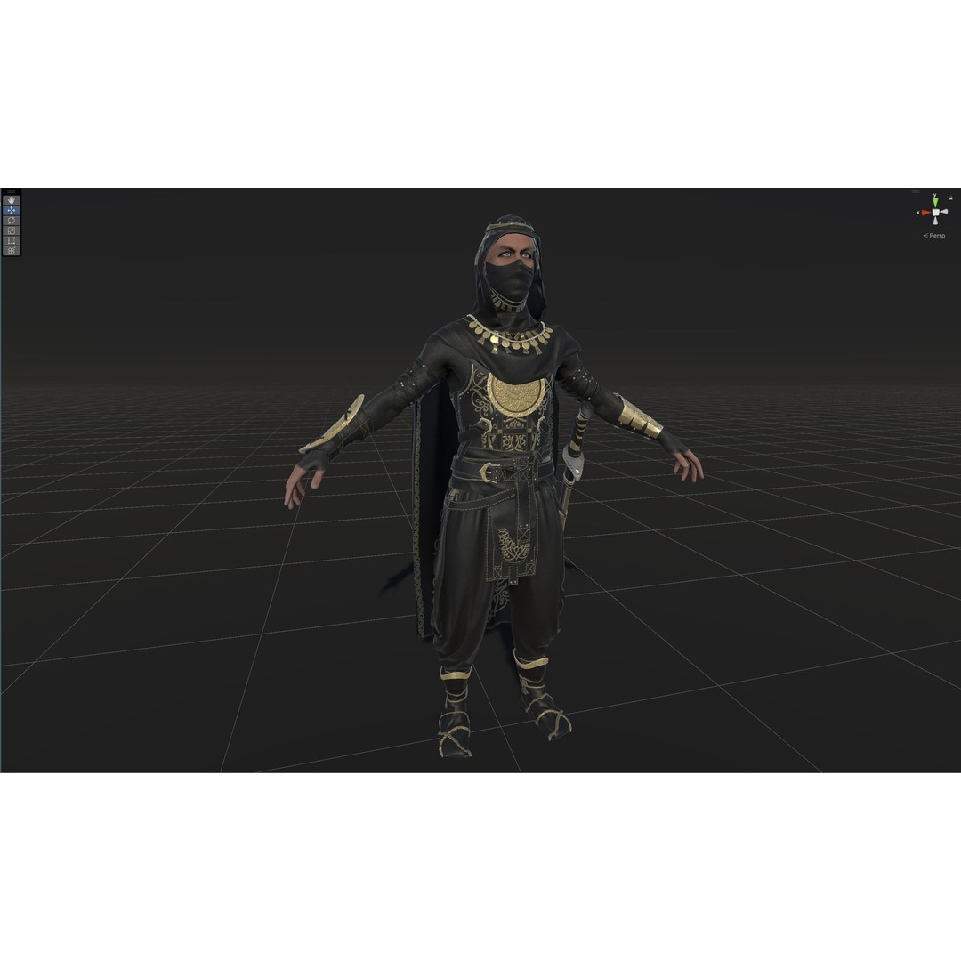 Desert Warrior 3D Model – Low Poly Character, Rigged, FBX - View 53