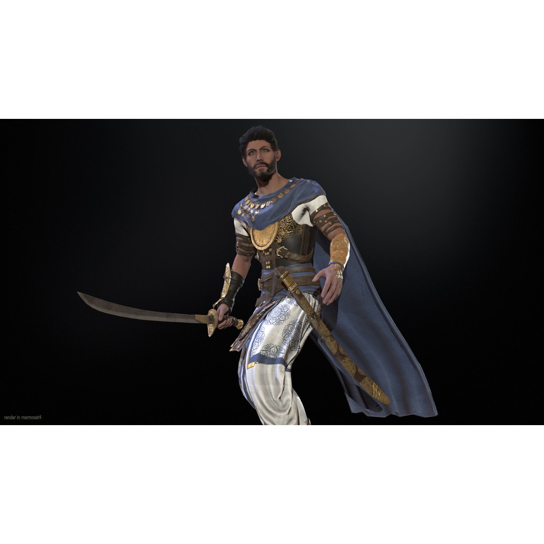 Desert Warrior 3D Model – Low Poly Character, Rigged, FBX - View 6