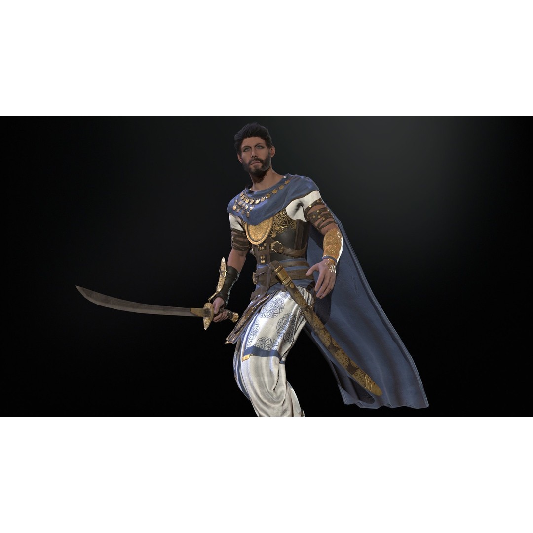 Desert Warrior 3D Model – Low Poly Character, Rigged, FBX - View 7