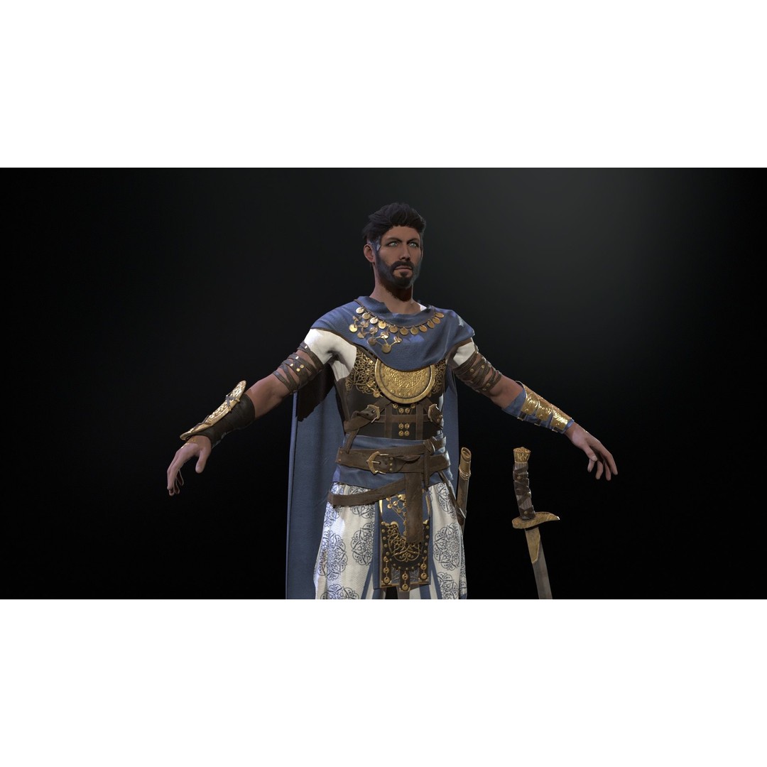 Desert Warrior 3D Model – Low Poly Character, Rigged, FBX - View 8