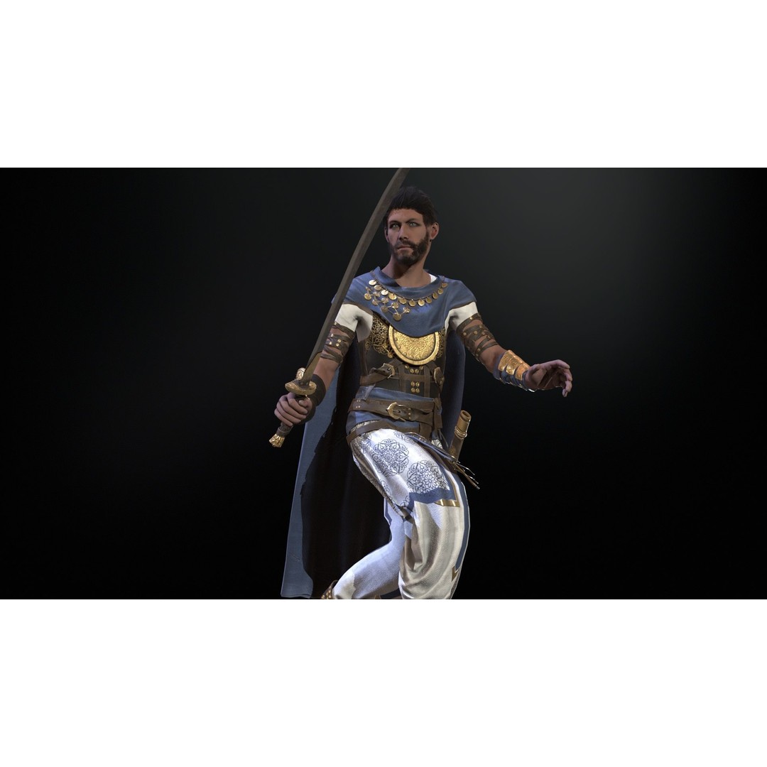 Desert Warrior 3D Model – Low Poly Character, Rigged, FBX - View 9