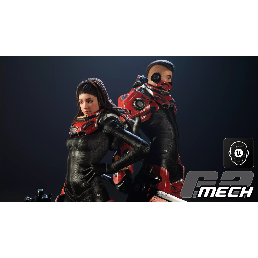 G2 Mech 3D Model – Low Poly Sci-Fi Character, Rigged, Game Ready - View 2
