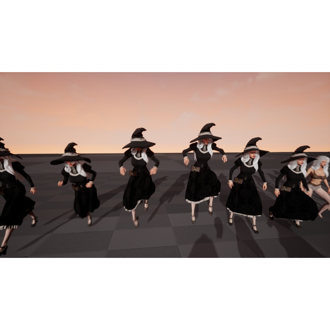 Witch Eliza 3D Model – Low Poly Game-Ready Character for Unity & Unreal Engine - View 14