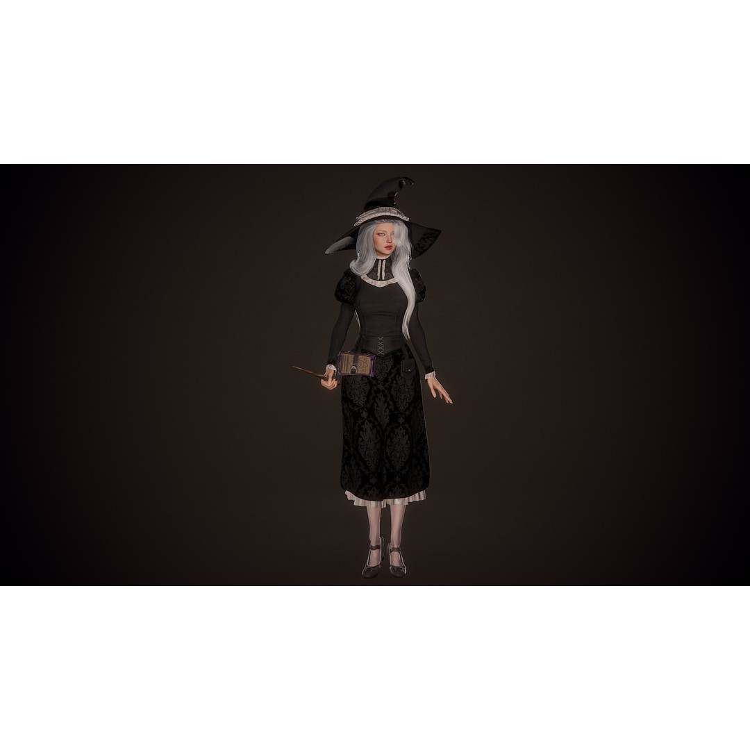 Witch Eliza 3D Model – Low Poly Game-Ready Character for Unity & Unreal Engine - View 4
