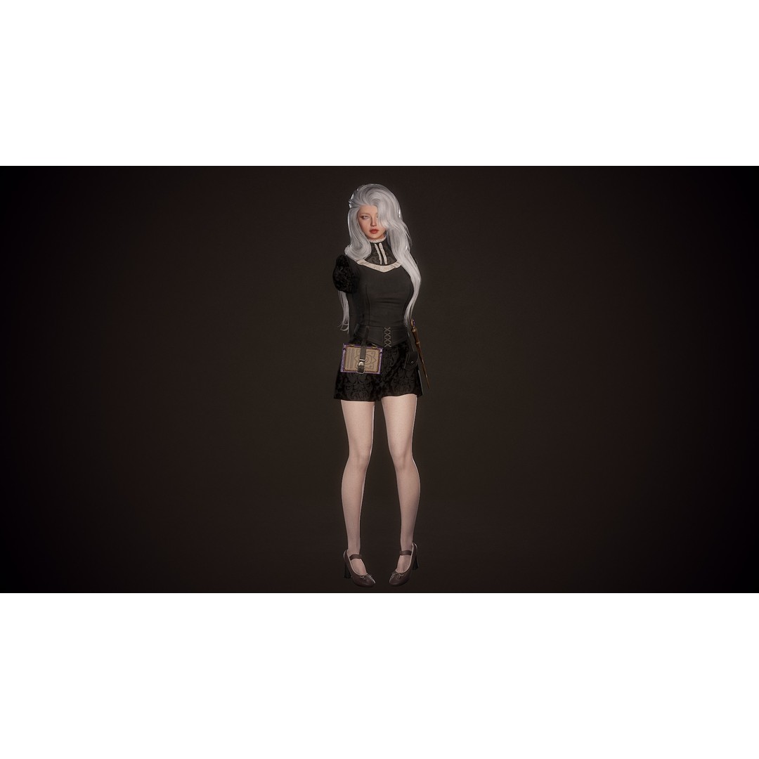 Witch Eliza 3D Model – Low Poly Game-Ready Character for Unity & Unreal Engine - View 6