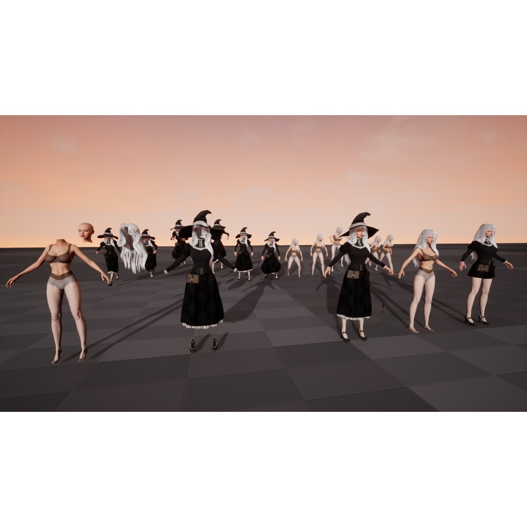 Witch Eliza 3D Model – Low Poly Game-Ready Character for Unity & Unreal Engine - View 9