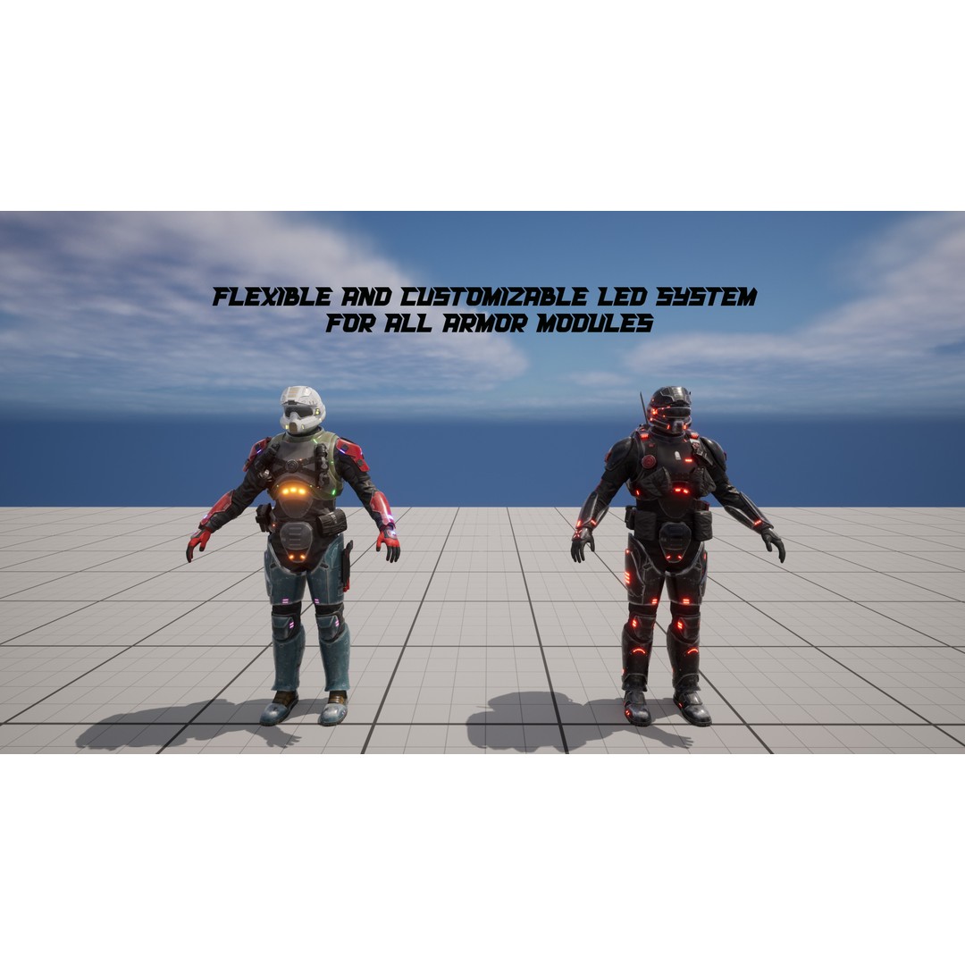 Sci-Fi Military Character 3D Model – Low Poly Game Asset, Rigged, PBR - View 11