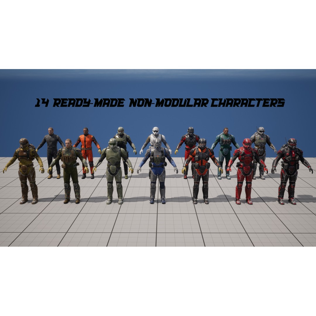 Sci-Fi Military Character 3D Model – Low Poly Game Asset, Rigged, PBR - View 12