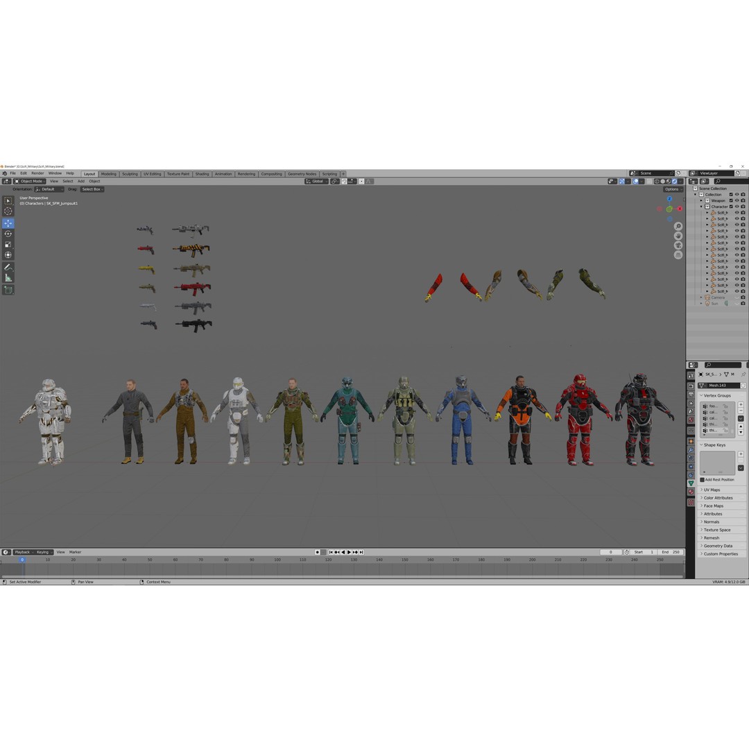 Sci-Fi Military Character 3D Model – Low Poly Game Asset, Rigged, PBR - View 13
