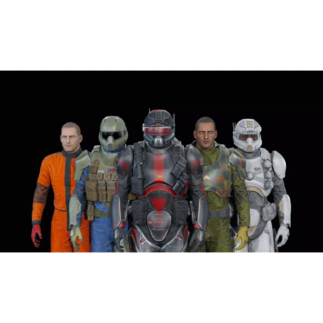 Sci-Fi Military Character 3D Model – Low Poly Game Asset, Rigged, PBR - View 2