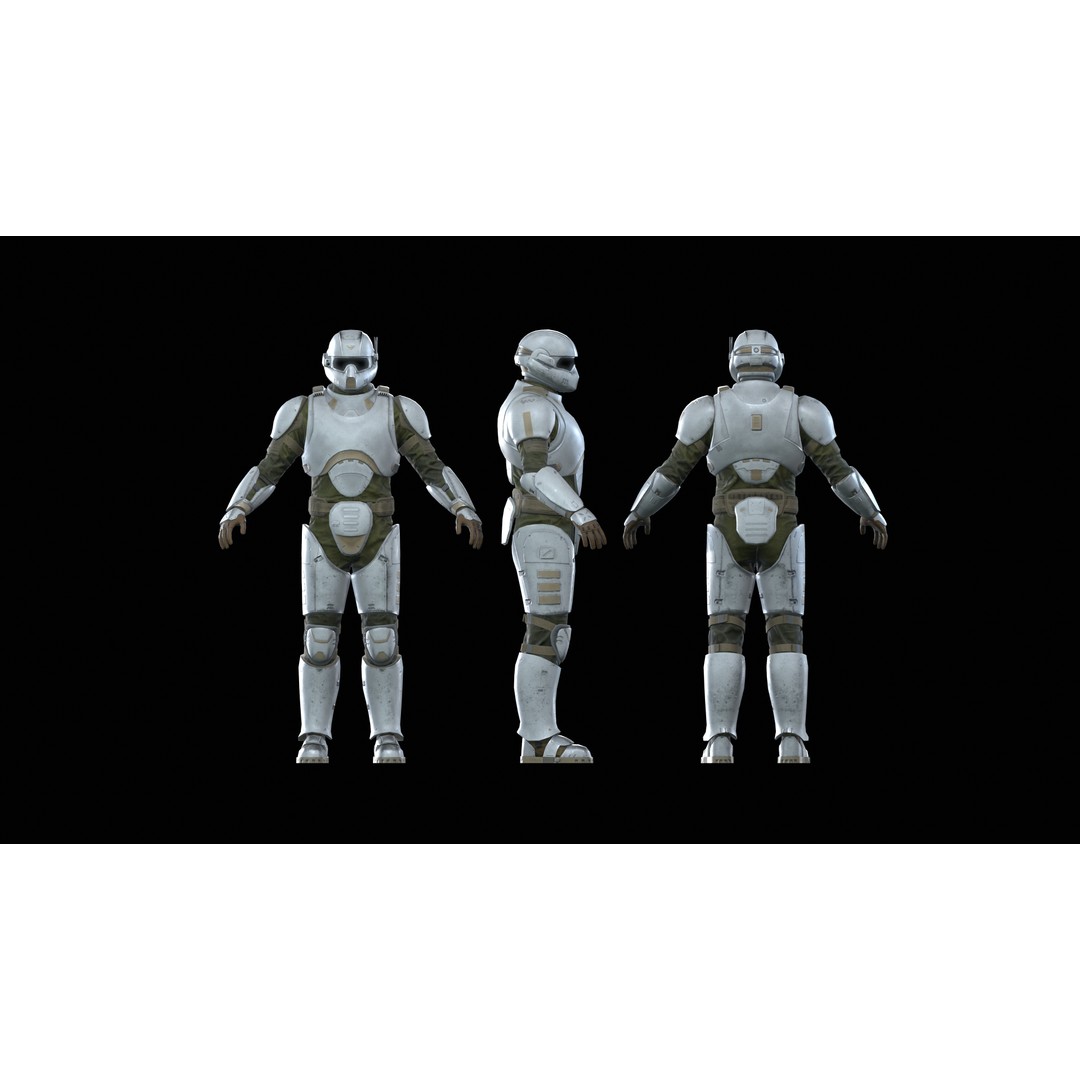 Sci-Fi Military Character 3D Model – Low Poly Game Asset, Rigged, PBR - View 3