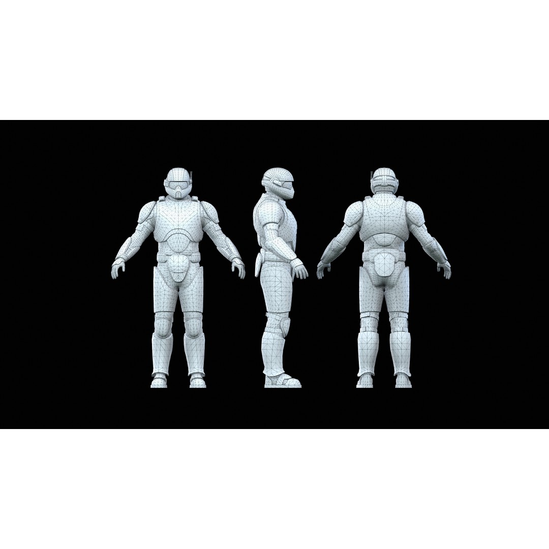Sci-Fi Military Character 3D Model – Low Poly Game Asset, Rigged, PBR - View 4