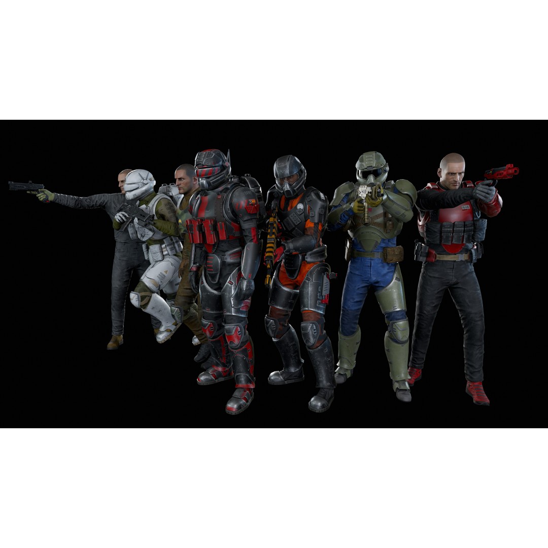 Sci-Fi Military Character 3D Model – Low Poly Game Asset, Rigged, PBR - View 6