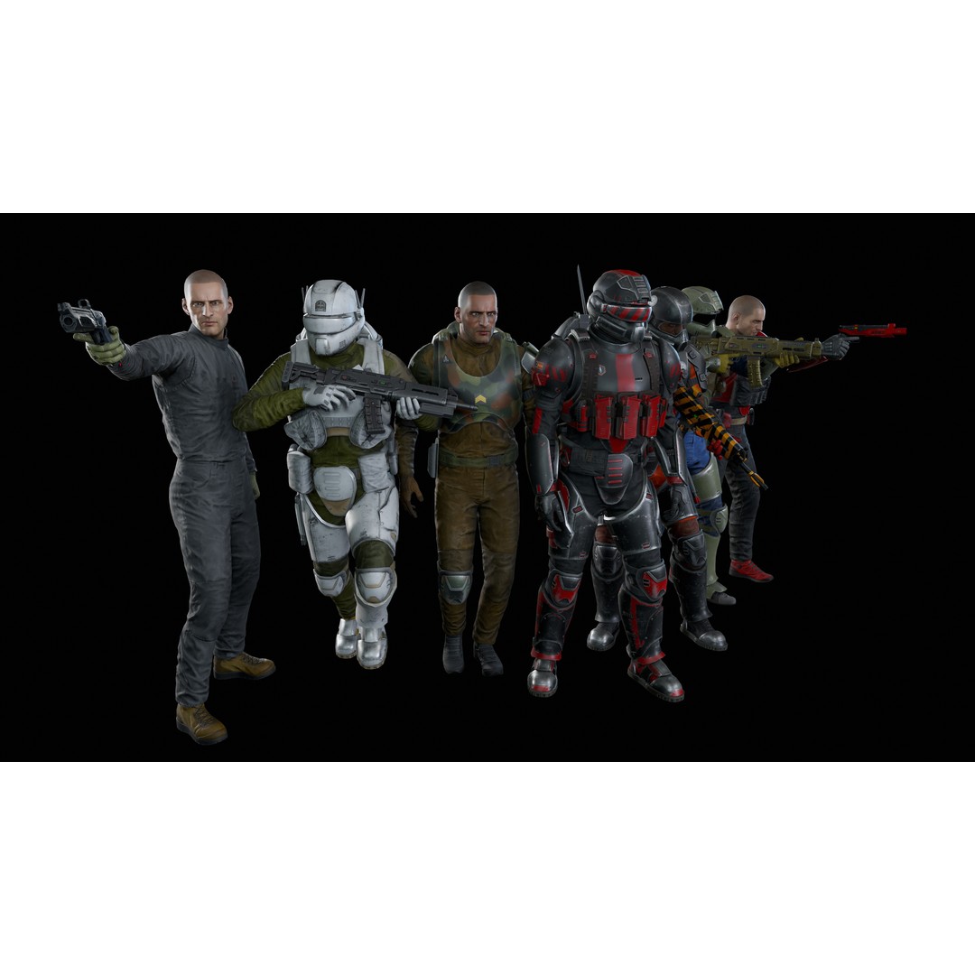 Sci-Fi Military Character 3D Model – Low Poly Game Asset, Rigged, PBR - View 7