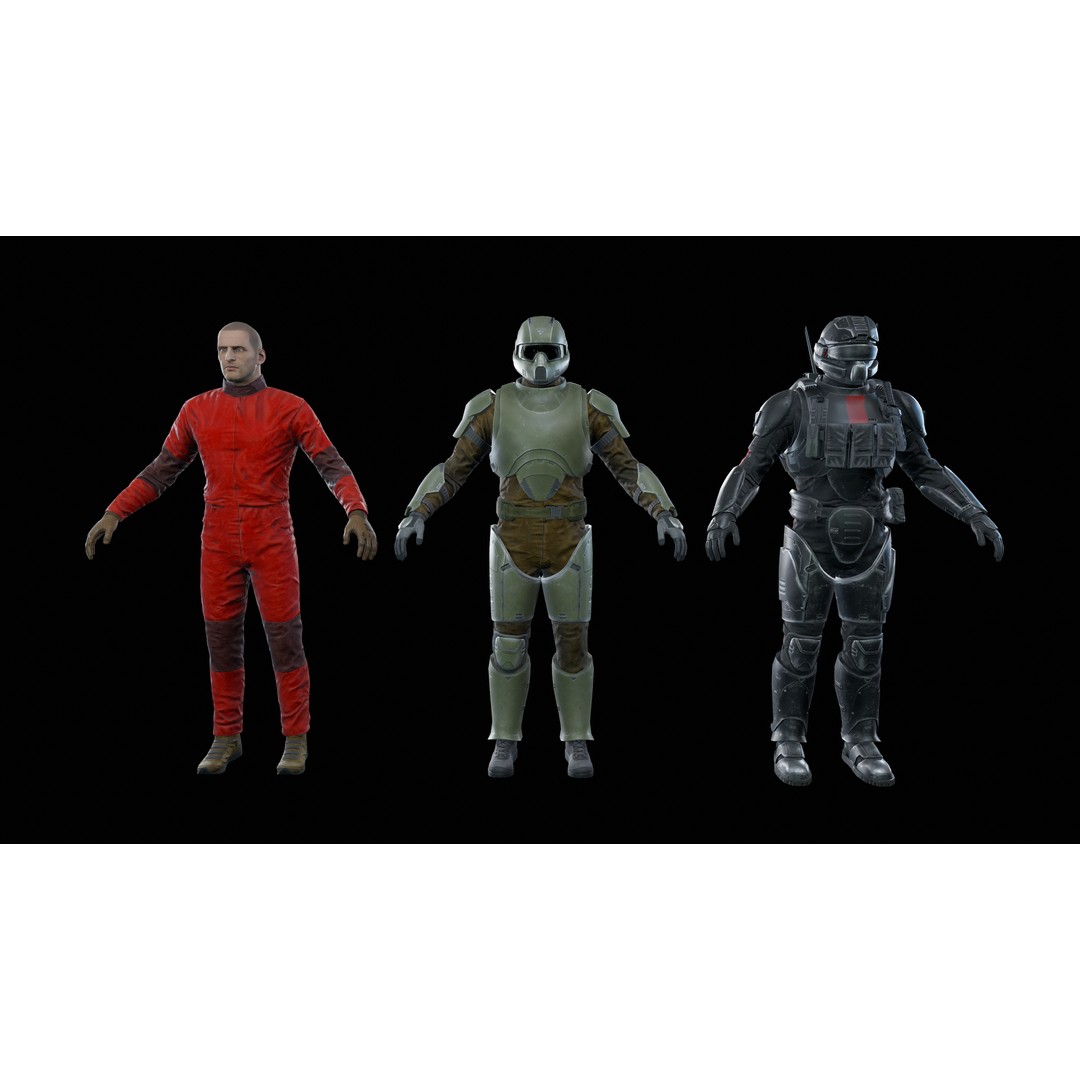 Sci-Fi Military Character 3D Model – Low Poly Game Asset, Rigged, PBR - View 8