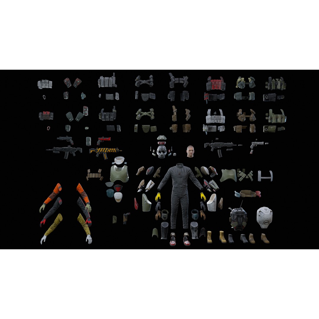 Sci-Fi Military Character 3D Model – Low Poly Game Asset, Rigged, PBR - View 9