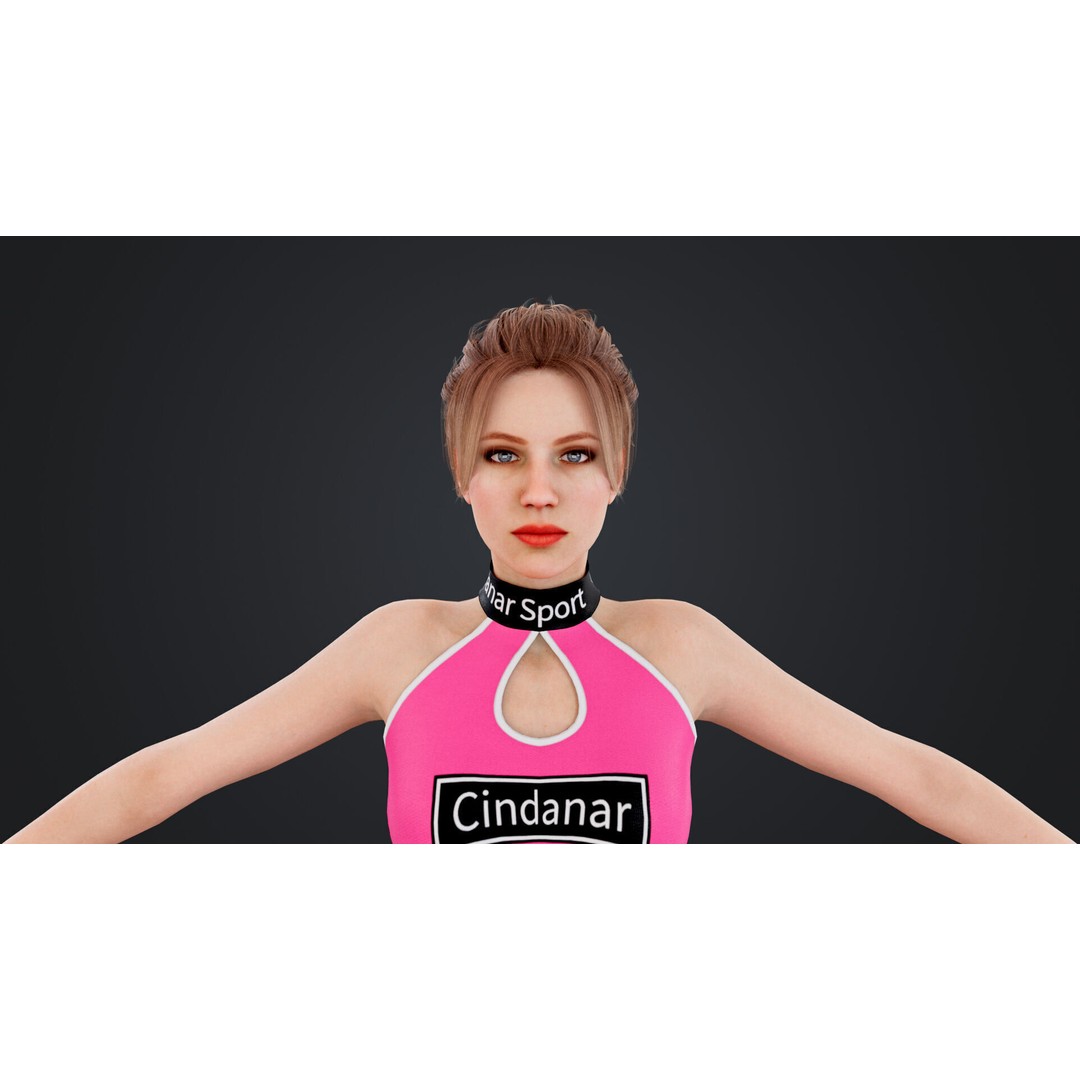 Cheerleader 3D Model – Low Poly Rigged Character for Animation - View 12