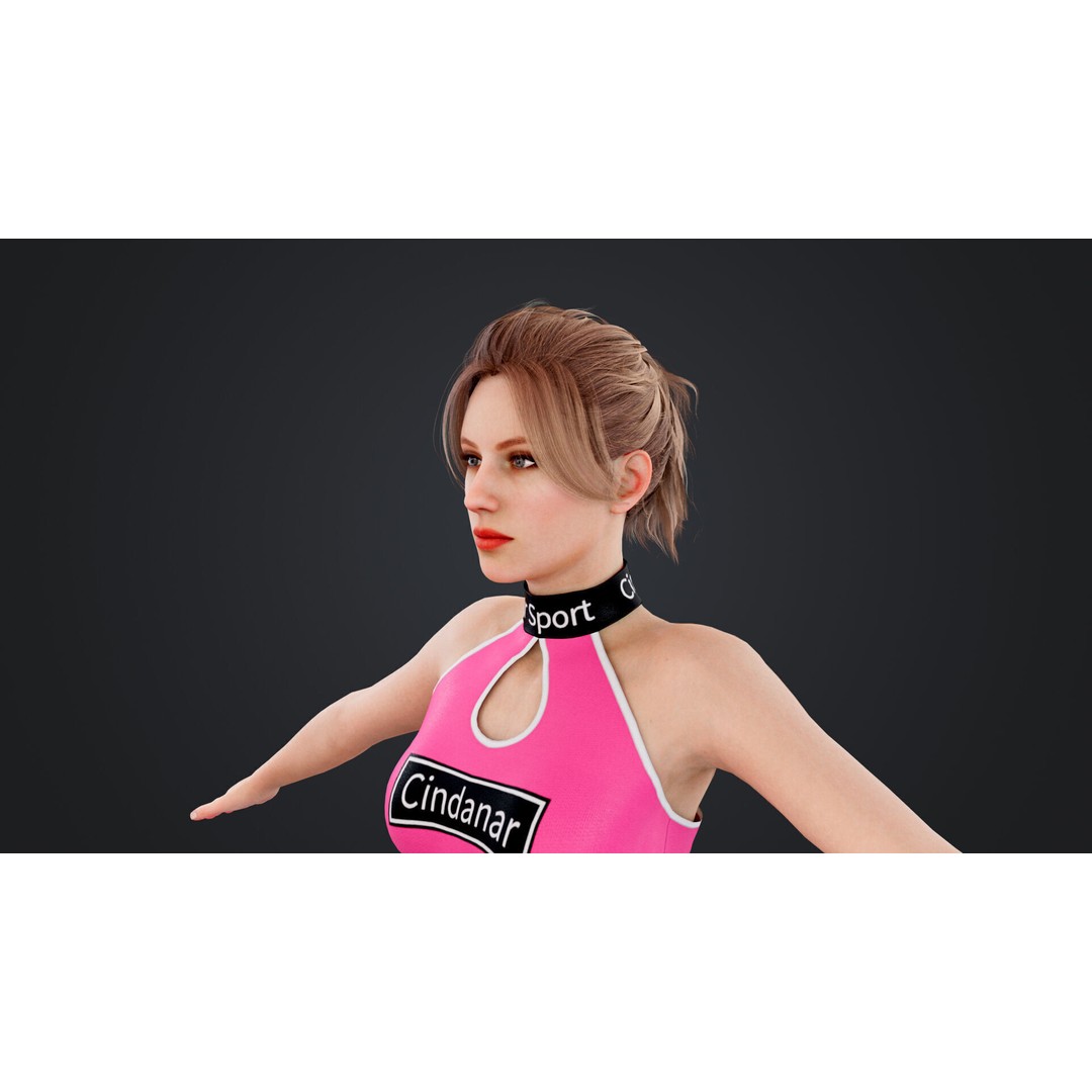 Cheerleader 3D Model – Low Poly Rigged Character for Animation - View 13