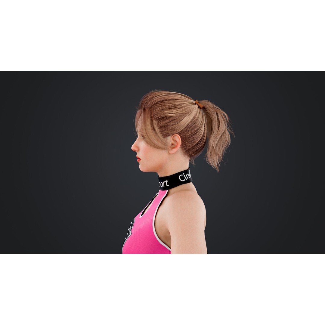 Cheerleader 3D Model – Low Poly Rigged Character for Animation - View 14