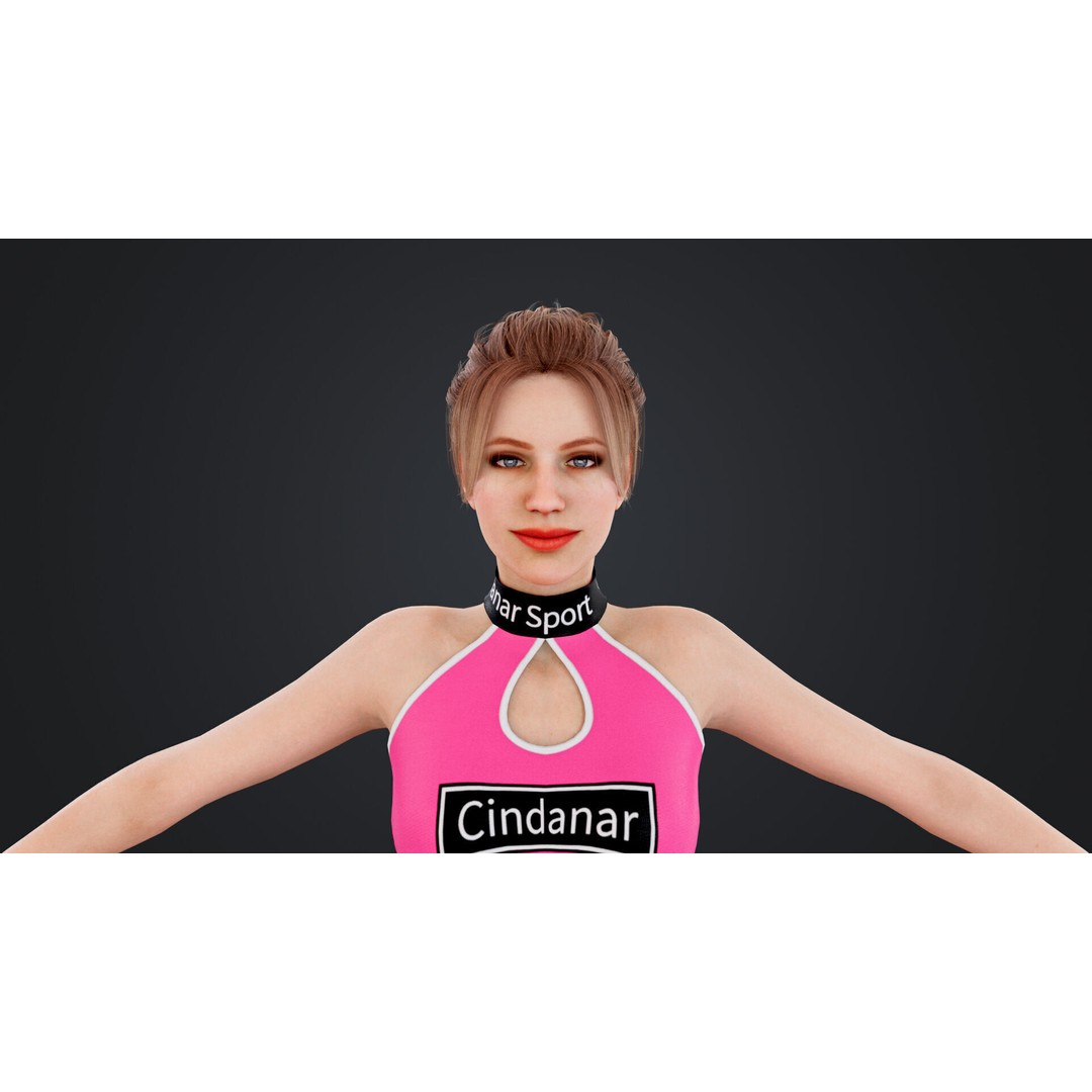 Cheerleader 3D Model – Low Poly Rigged Character for Animation - View 17