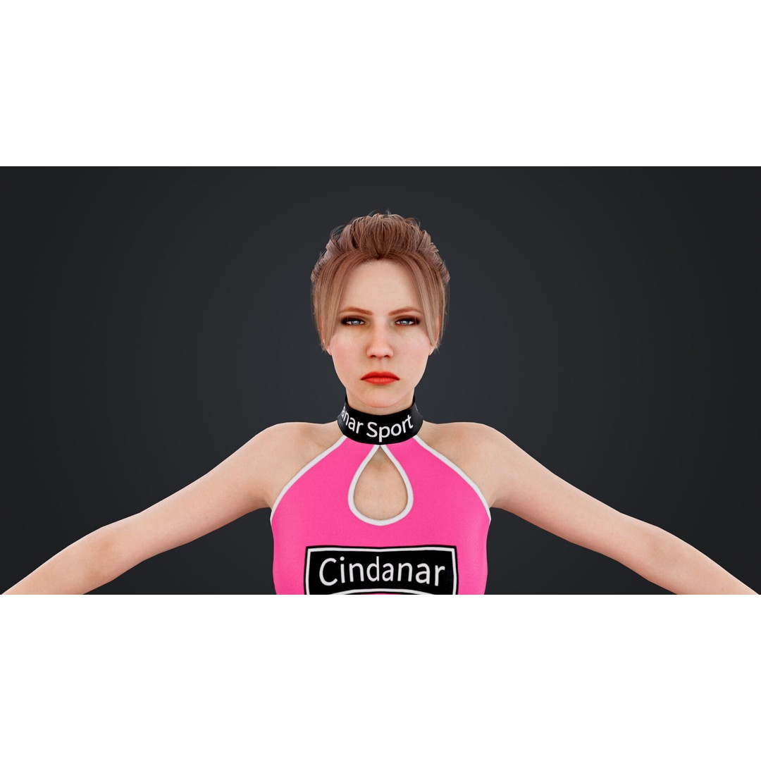 Cheerleader 3D Model – Low Poly Rigged Character for Animation - View 19